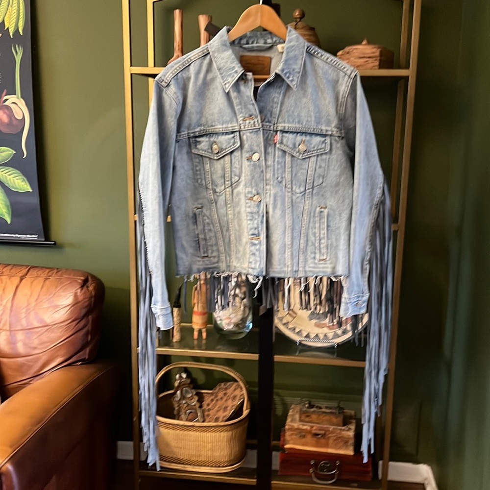 Levi's EX Boyfriend Fringe Denim Jacket Size Small
